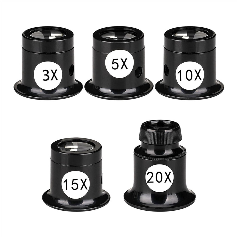 5 PCS Portable Monocular Magnifier Jewelers Loupe