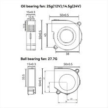 3D Printer Cooling Fan 12V, 5015 Turbo Blower, 2-Pin Connector