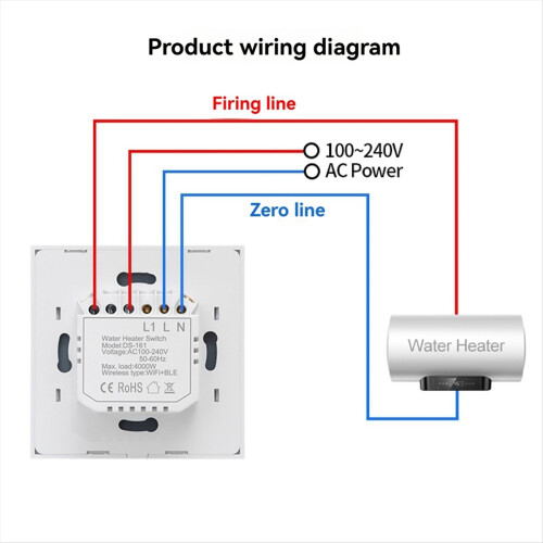 Διακόπτης λέβητα WiFi/ελεγκτής θερμοσίφωνα 20A EU Plug White 2