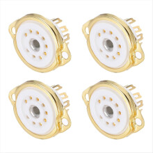 4Pcs 9pin Tube Socket Ceramic Tube Socket,Vacuum Protect Tube Socket