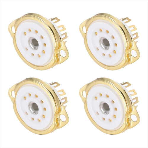 4Pcs 9pin Tube Socket Ceramic Tube Socket,Vacuum Protect Tube Socket