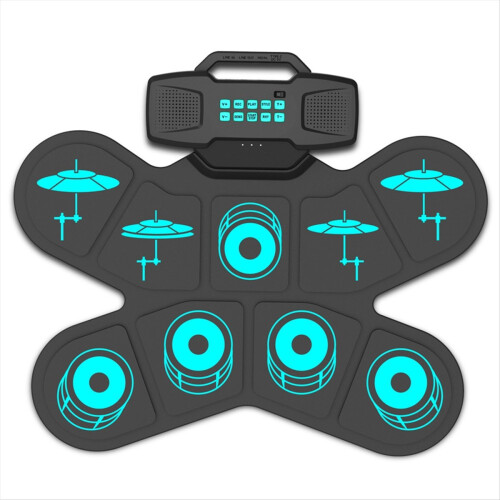 Ηλεκτρονικό σετ τυμπάνων Hand Roll Drum 9 Pads Διπλό ηχείο Επαναφορτιζόμενο
