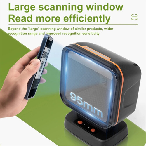 USB 2D Barcode Scanner Gobal Exposure Desktop Flat Hands-Free 2