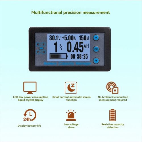100A Bluetooth Coulometer Tester kapacity batérie Ampérmeter Voltmeter 1