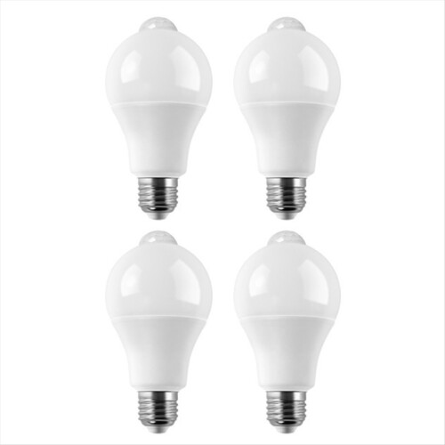4 stk. E27 LED-bevægelsessensorpære LED-lampe PIR-sensorlys 9W