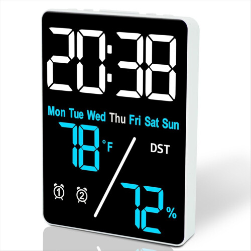 Digitalt rumtermometer, hygrometer, vækkeur til skrivebord,