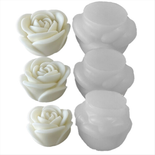 3 PCS Flower Aromatherapy Candle Silicone Mold Rose Making Tools