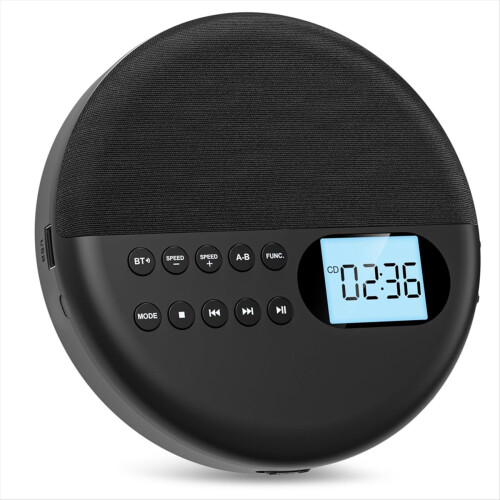 CD Player, Bluetooth CD Player with Speakers Rechargeable CD Player