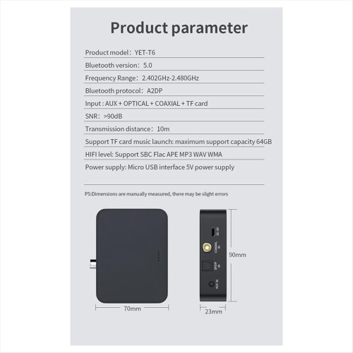 Bluetooth 5.0-sender-mottaker for TV til hodetelefoner 1