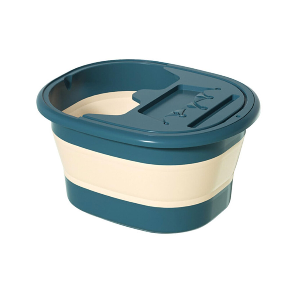 Blue Foldable Foot Bath Bucket With Lid Foot Wash Basin Pedicure Bowl For Soak Massage