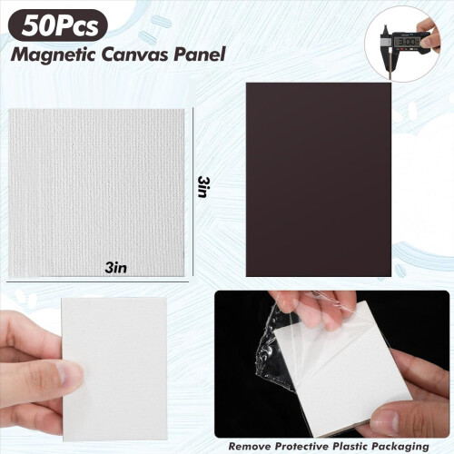 50 stk. magnetisk lærredspanel 3x3 tommer til maling af flisekunst 1
