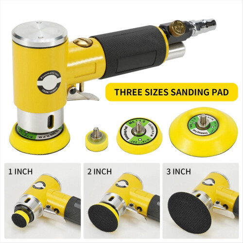 Mini lixadeira pneumática de 2/3 polegadas, polidora pneumática, kit com 80 folhas de lixa B 2
