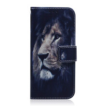 Leather Shockproof Flip Wallet Bumper Case With Card Holder Viewing Stand Lion Pattern for Samsung Galaxy A10