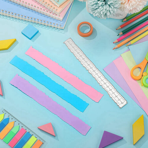 3 Pieces 8.4 Inches Metal Irregular Edges Ruler for Card Making Tools 1