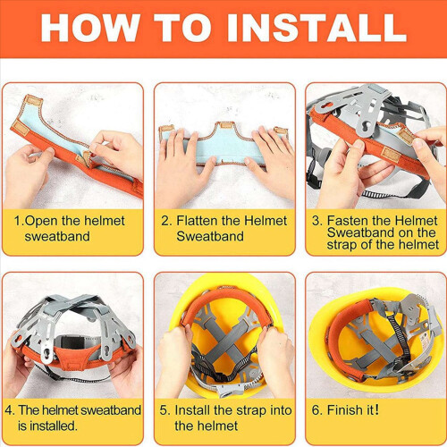 Hard Hat Sweatband Liners Helmet Welding Antiperspirant Belt(8Pc)