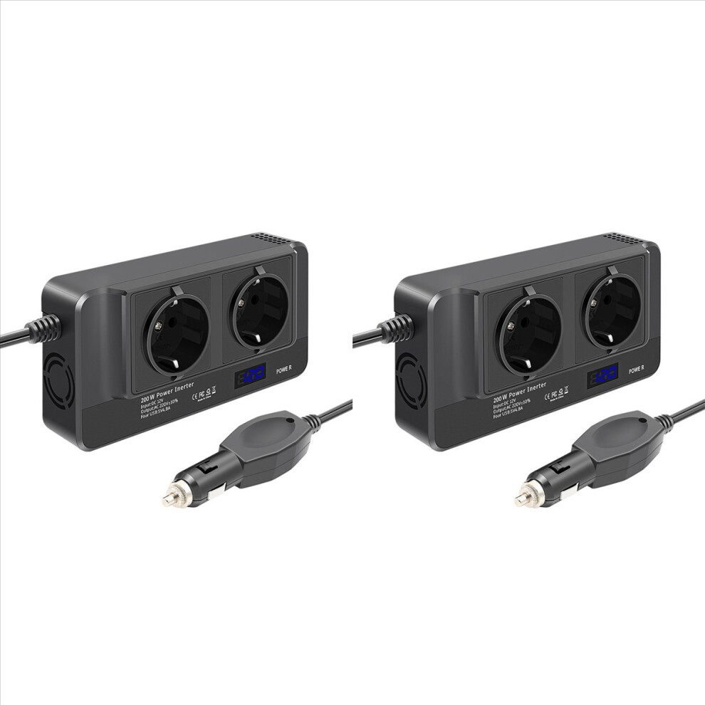 200W Car Inverter, Voltage Converter 12V To 220V With Lcd, (Eu Plug) 4713192292882