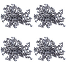 100x Șuruburi autofiletante cu cap plat din oțel inoxidabil 12x3mm argintii
