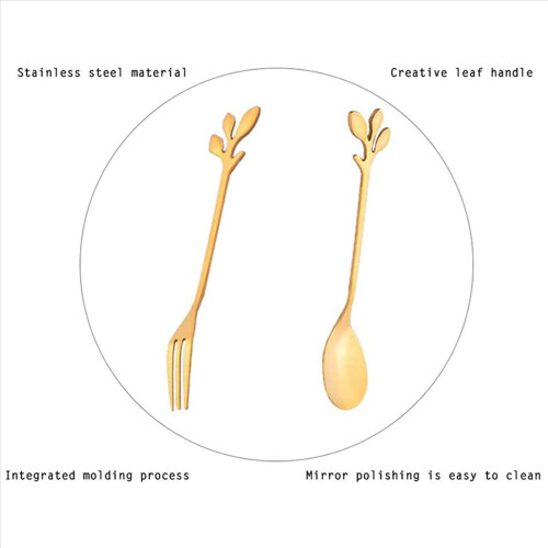 Stainless Steel Fork and Spoon Set, Ice Cream Tea Coffee Spoon 2
