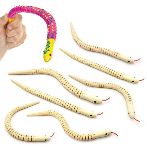 10 peças de cobras onduladas de madeira inacabadas de 12 polegadas, cobra flexível articulada 1