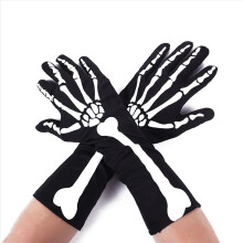 2 Paar Halloween-Skeletthandschuhe mit Skelett-Armmanschetten