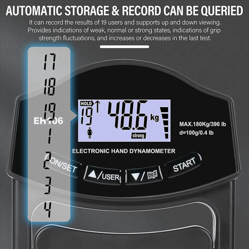 Grip Strength Tester, 396Lbs/180Kg Digital Hand Grip Strength Meter 2