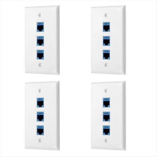 1 θήκη επιτοίχιας πλάκας Ethernet 3 θυρών, πλάκα επιτοίχιας θύρας RJ45 με RJ45