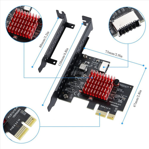PCIE USB 3.1 GEN2 Type-E udvidelseskort, til 10/8 2