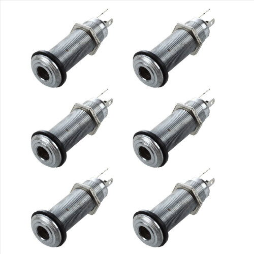 Jack cilindric cromat de 1/4 inch pentru chitară electrică bas