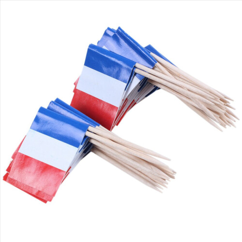 Παρτίδα 50 τμχ Mini Cure-dents Avec Drapeau - Γαλλία (Μπλε, Μπλαν, Ρουζ) 1
