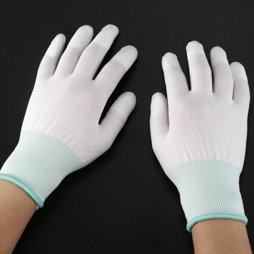 1 Pair ESD PC Computer Working Anti Skid Anti-static White Gloves 2