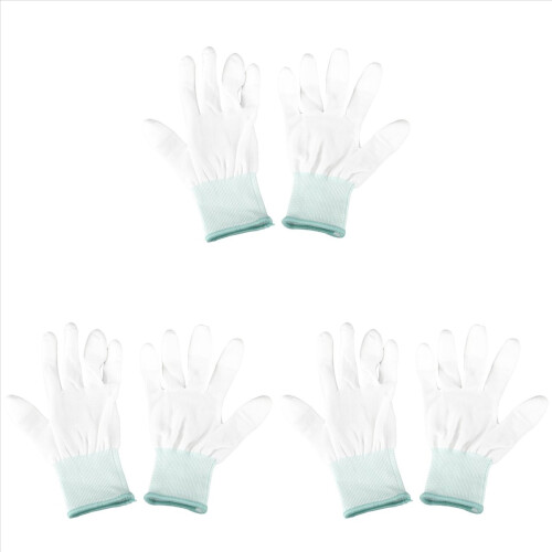 1 Pair ESD PC Computer Working Anti Skid Anti-static White Gloves 1