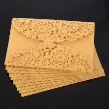 10Pcs Carved Butterflies Invitation Card for Wedding: Golden Yellow