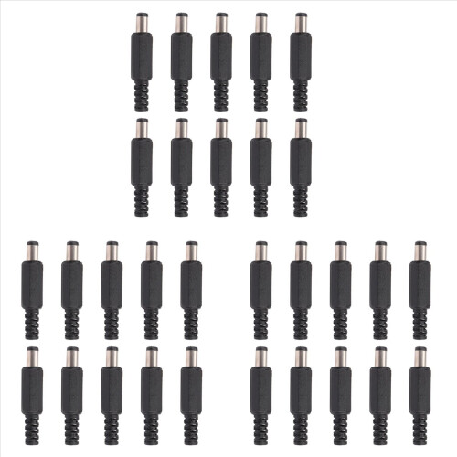 10 stk. 5,5 x 2,1 mm han-loddestik, lige stik, sort