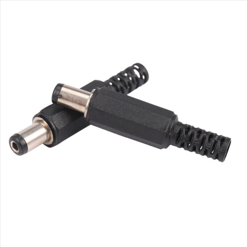 10 stk. 5,5 x 2,1 mm han-loddestik, lige stik, sort 2