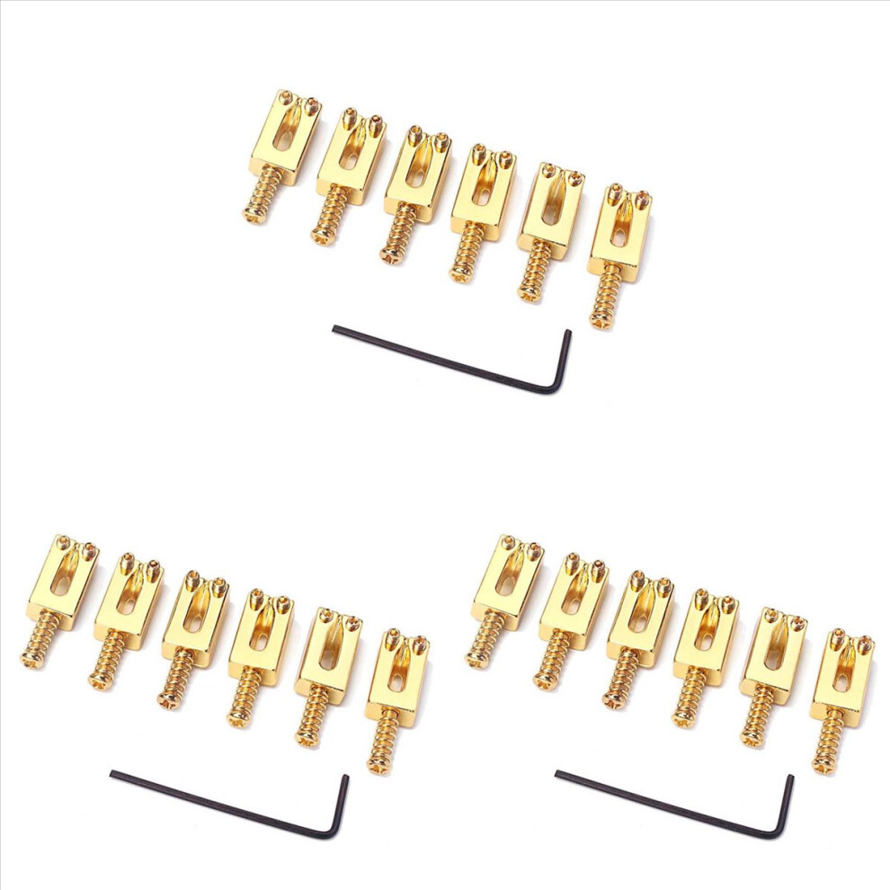 Rectangle Bridge Saddles for Strat Electric Guitar, Gold(Pack of 6)-image-OPC-PMD8BJR-NEW