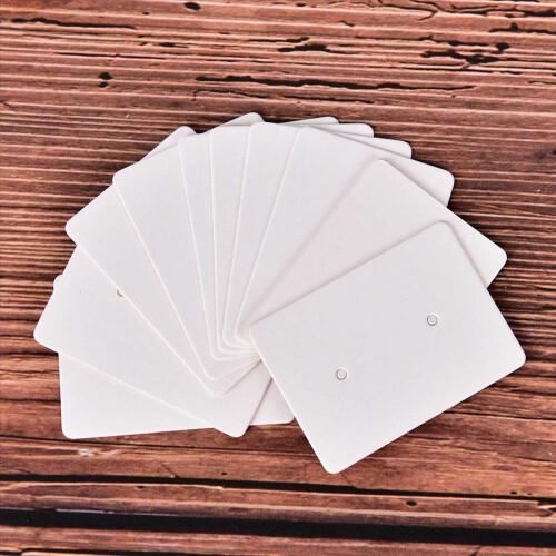 100Pcs Blank Earrings Ear Studs Paper Display Card Hanging White 2