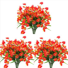 4 Bunches Artificial Fake Flowers Anthurium Plants Plastic Shrubs