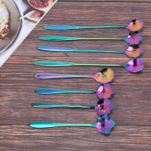 8Pcs Flower Spoon Set,2 Different Size Colorful Stainless Steel Spoon