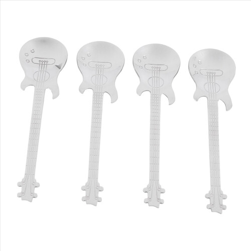 Guitar Coffee Teaspoons,4 Pcs Stainless Steel Spoon(Silver) 2