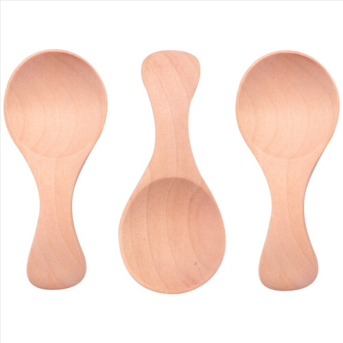 8Pcs Small Wooden Salt Spoon Solid Wood Condiments Spoon 2