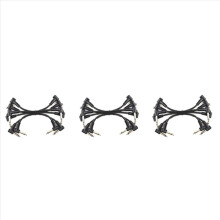 6 x Elektromos Gitár Kábel 6 hüvelykes 1/4" Derékszögű Effekt Patch Fekete