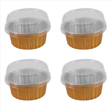 100Pcs Disposable Aluminum Foil Baking Cups Cupcake Cups with Lids