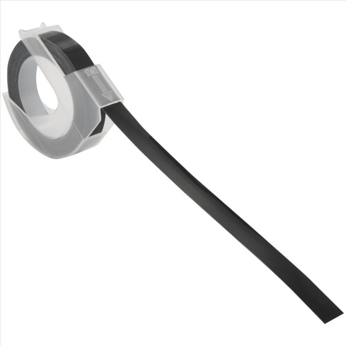 6 Rolls Embossing Label Tape 3D Plastic White on Black 9mm x 3 meter 2