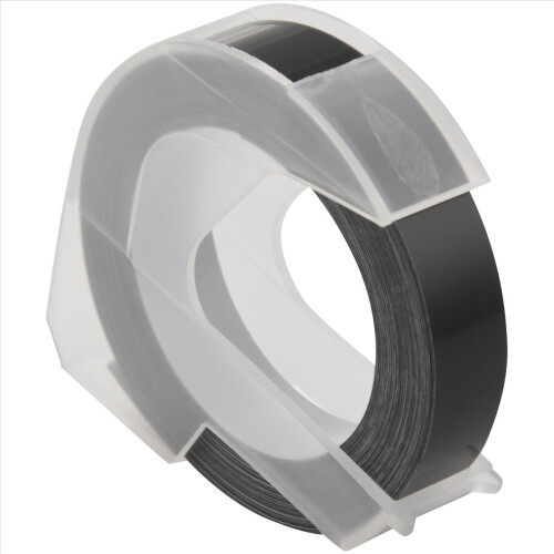 6 Rolls Embossing Label Tape 3D Plastic White on Black 9mm x 3 meter 1
