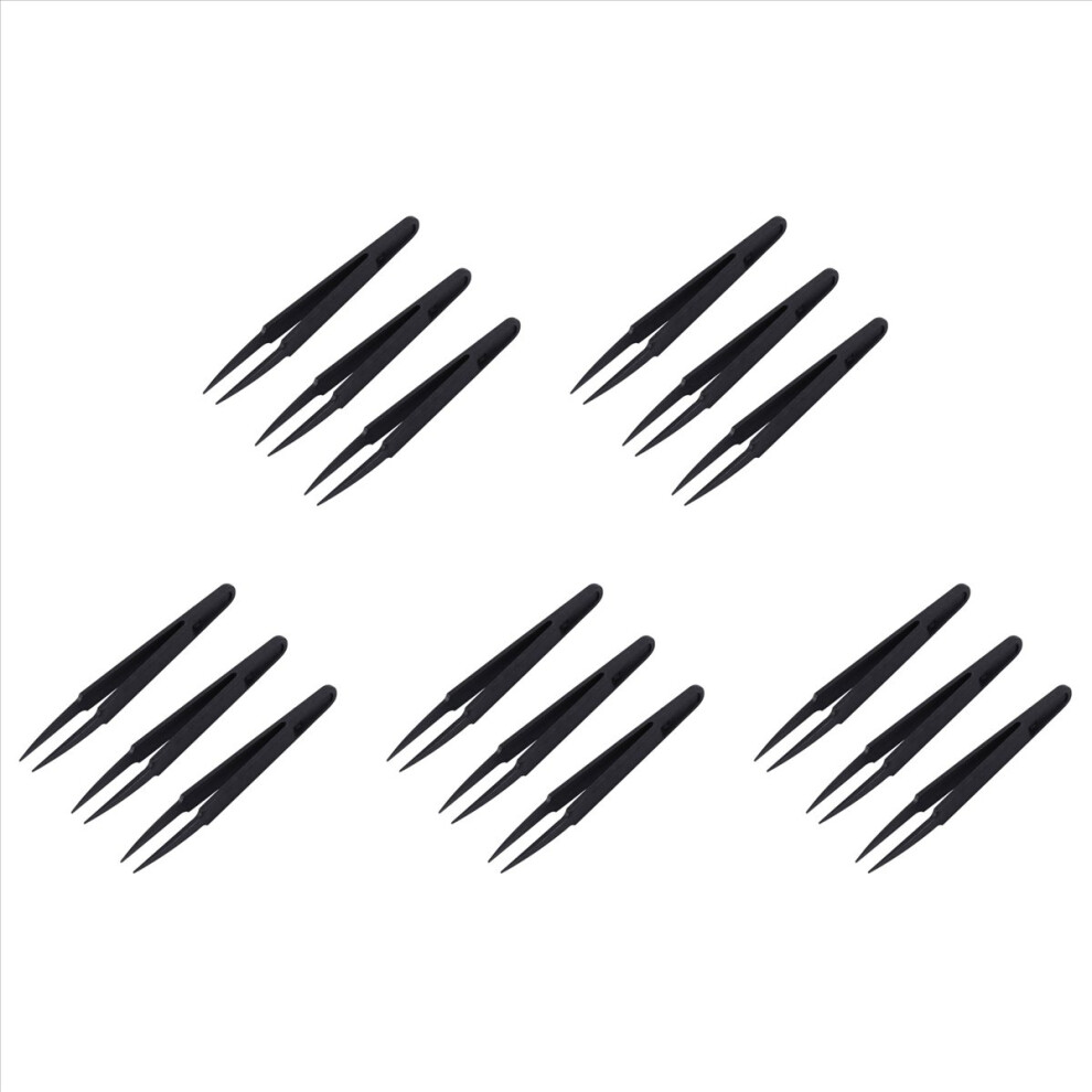 3 Pcs Black Plastic Electronic Pointy Tip Anti-Static Tweezers 4714273577546