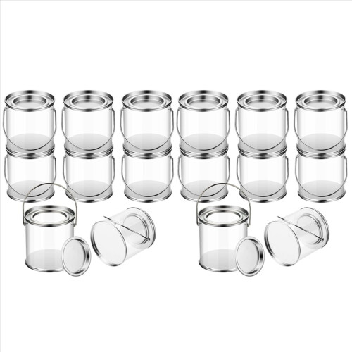 Farbeimer, transparenter Eimer mit Metalldeckel und Griff, 8er-Pack