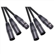 XLR elosztókábel, 3 tűs XLR anya - kettős XLR apa Patch Y kábel