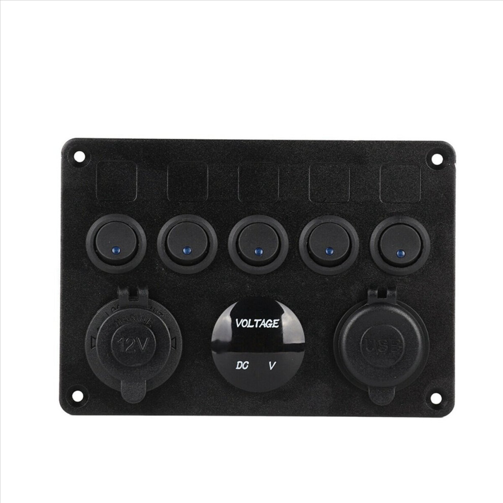 5 Gang 12V/24V Inline-Fuse Box Led Switch Panel 4714273538363