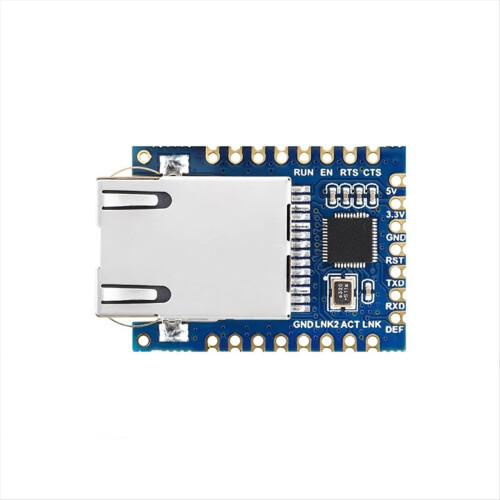 UART til ETH (B), TTL UART til Ethernet minimodul, krenelerte hull 2