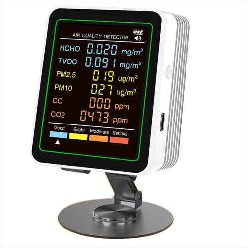 MT07CO 6-in-1 Indoor Luchtkwaliteitsmonitor PM2.5 PM10 Tester Wit